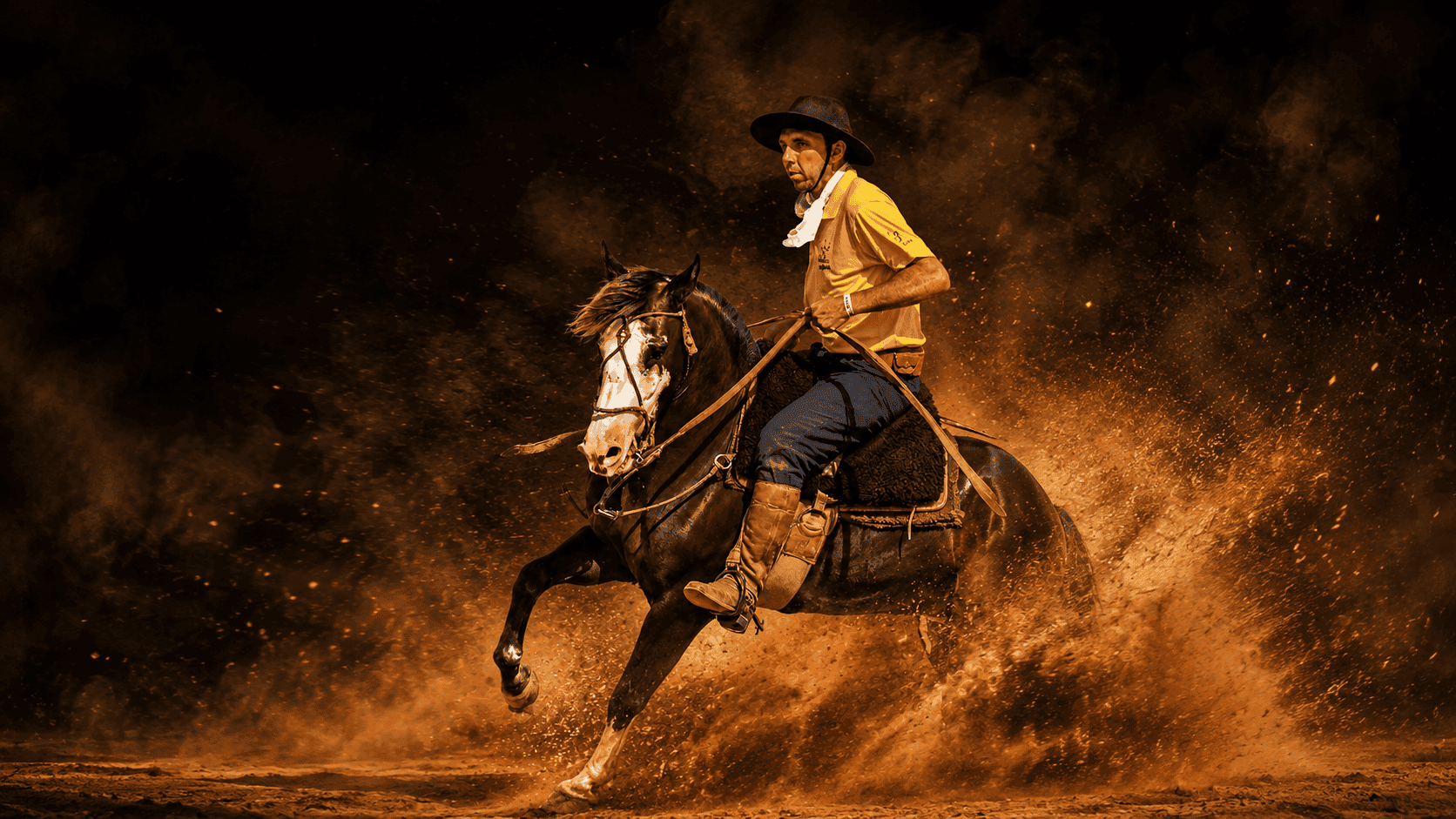 Marcos Silveira montado a cavalo, versão desktop
