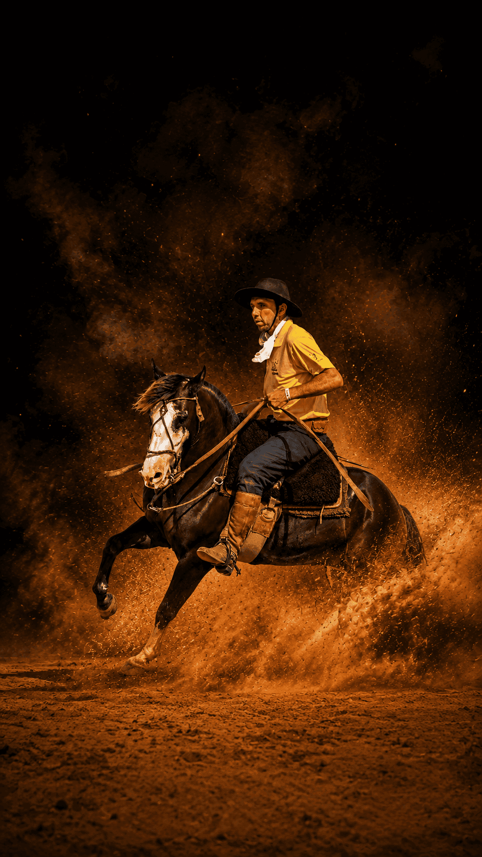 Marcos Silveira montado a cavalo, versão mobile